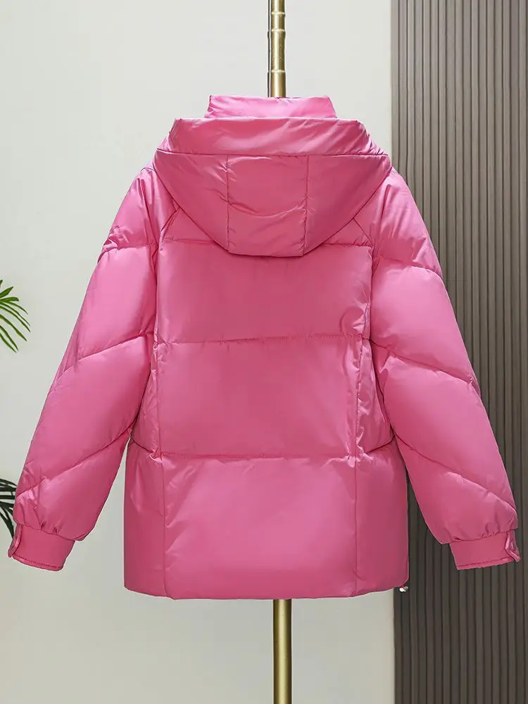 2025 inverno curto algodão-acolchoado jaqueta feminina leve parkas para baixo casacos superior com capuz preto grosso quente zip-up outerwear feminino