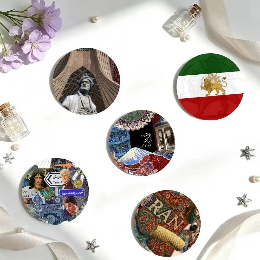 History Iran Shah Art wallpaper 25mm 32mm 44mm 58mm 75mm Brooches Badges Pins for Accessories Gift