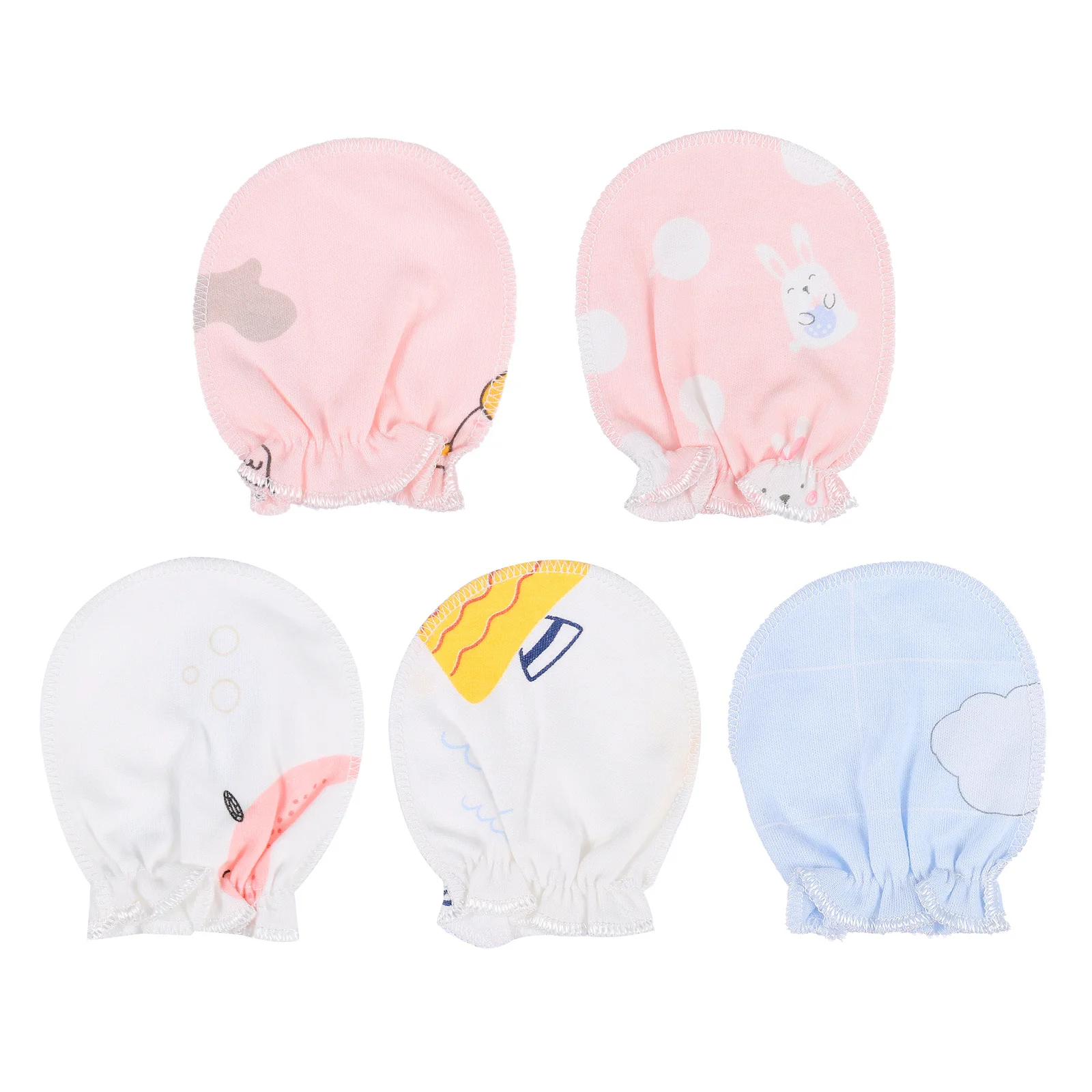 5 쌍 신생아 보호 장갑 면화 아기 장갑 안티 스크래치 핸드 커버 유아를위한 통기성 수분 흡수