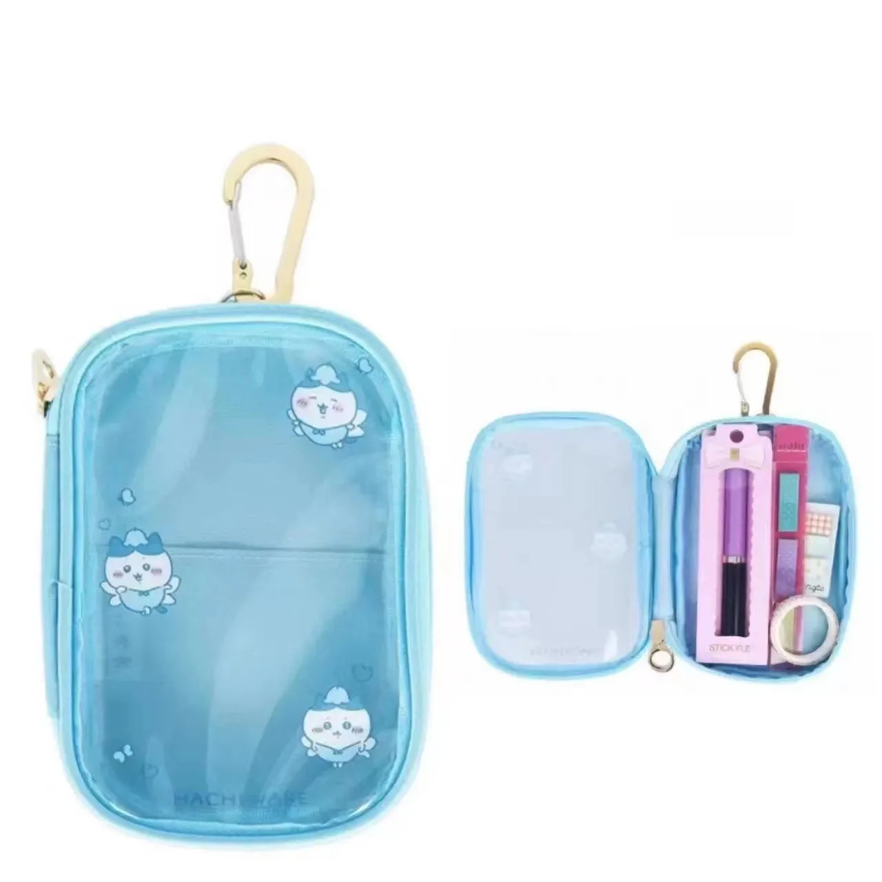 Chiikawa Jewelry Organizer Transparent Storage Box Pouch Mystery Box Plastic Box Cute Doll Bag with Keychain Dustproof Case