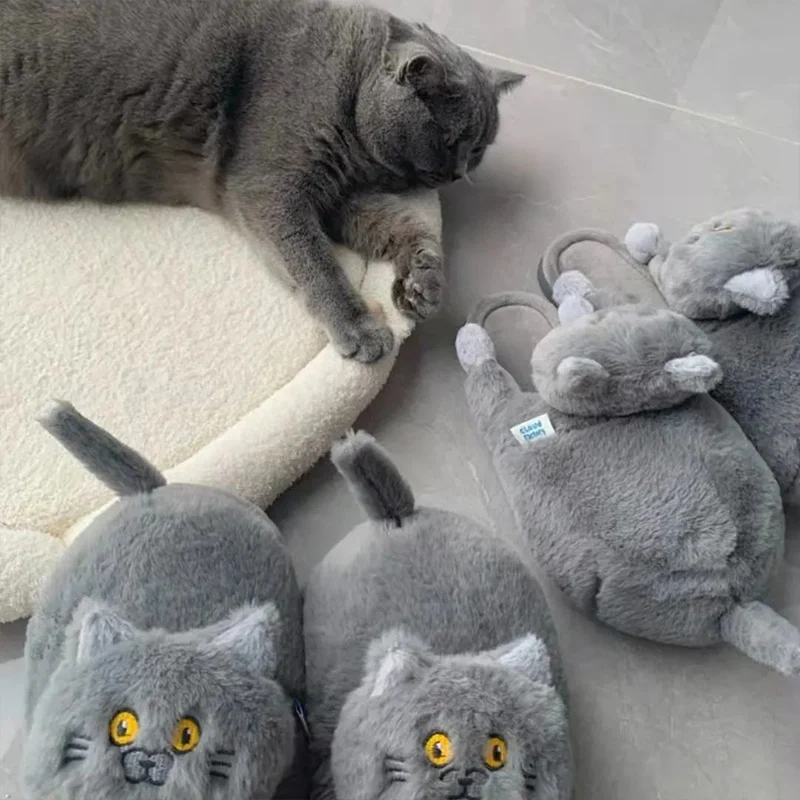 Hug Cat Unisex Men Slippers Designer 2022 Spring Couples Crazzy Indoor Fluffy Shoes Slipper Funny Men's Womens Cute Cat Slippers