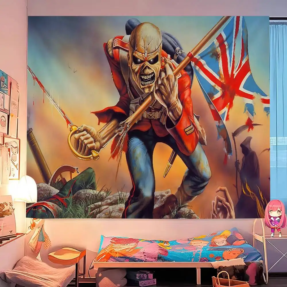 I-Iron-Maidens металлическая лента мультфильм гобелен искусство научная фантастика комната домашний декор настенные листы