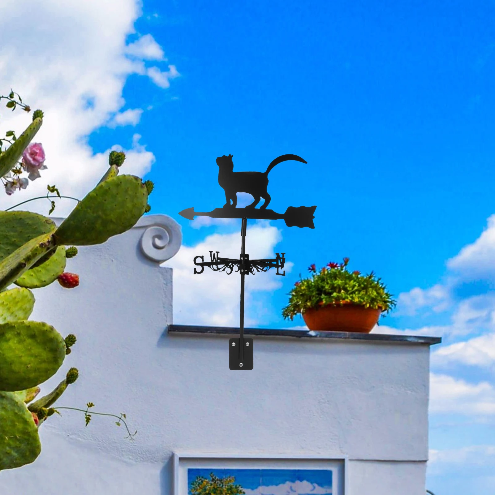 

Cat Weathervane Stainless Steel Garden Decoration Lawn Ornament Weather Vane Yard Direction Indicator Metal Sculpture