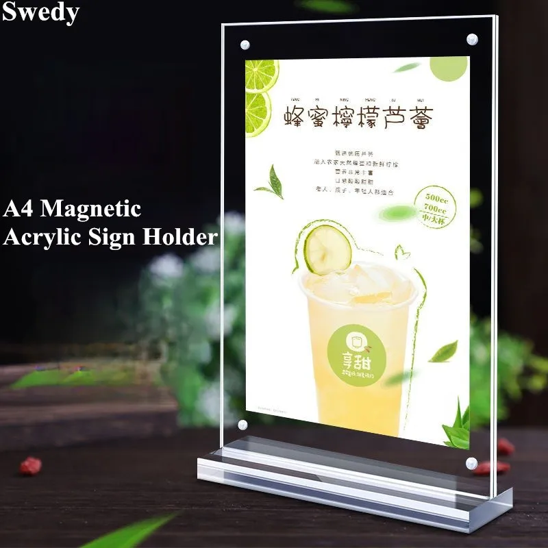 A4 210x297mm Acrylic Sign Holder Display Stand 8.5x11 Inch Picture poster Frame Wedding Signs Table Numbers Menu Paper Holders