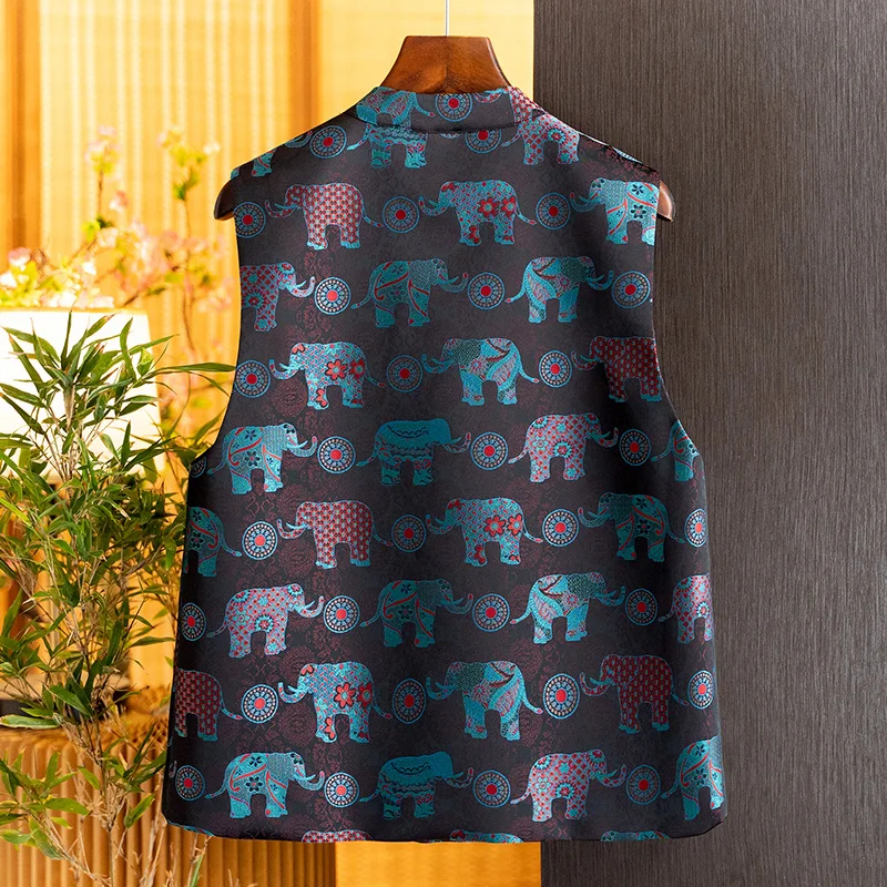 New Chinese-Style Jacquard Diagonal Collar Retro Elegant Stand-Up Collar Vest 2026 Autumn New Product Light Luxury High-End Vest