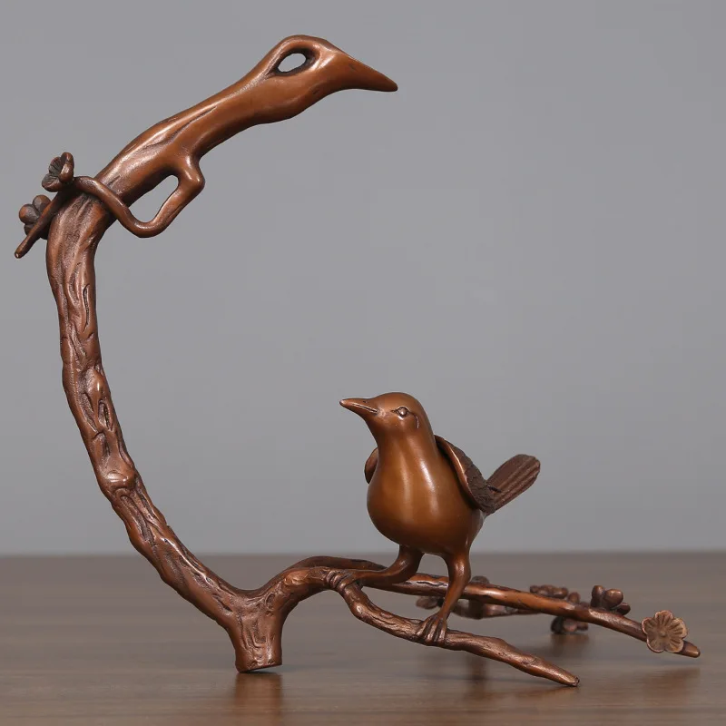 [Happy Eyebrows] Red Copper Magpie Decoration Living Room Office Home Crafts
