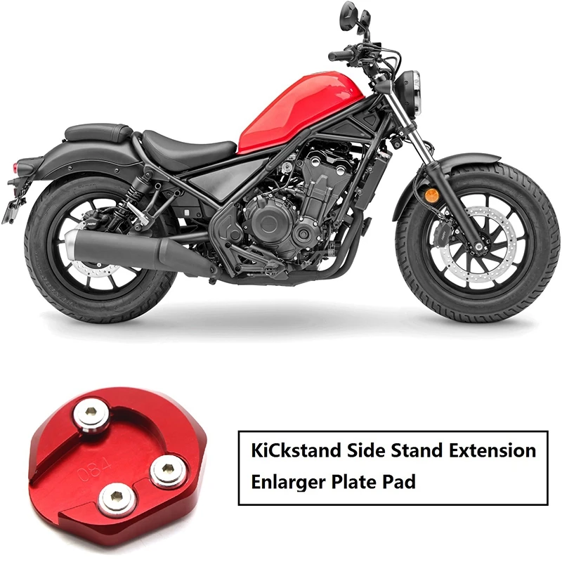 Kickstand Side Stand Extension Enlarger Plate Pad for CBR150R 2016-2018 CMX300 CMX500 2018-2020 ,Red