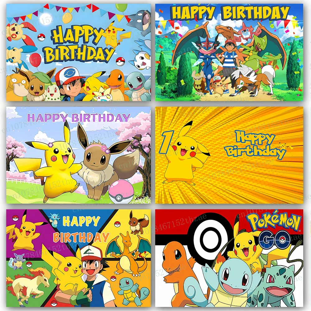 

Pokemon Birthday Party Photo Background Baby Shower Photography Backdrop Banner Decoration