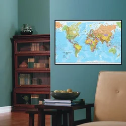 60*40cm The World Map Highly Detailed Canvas Painting Modern Wall Art Poster School Supplies Living Room Home Decor