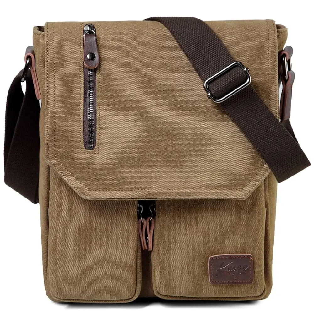 

Small Messenger Bag for Men, Vintage Canvas Crossbody Shoulder Bags for Women, Anti-Theft Purse for Travel Work
