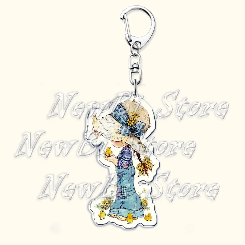 Retro Art Vintage LOVE Girls Boy Keychains for Accessories Bag Flower Illustration Pendant Key Chain Keyring Jewelry Fans Gifts