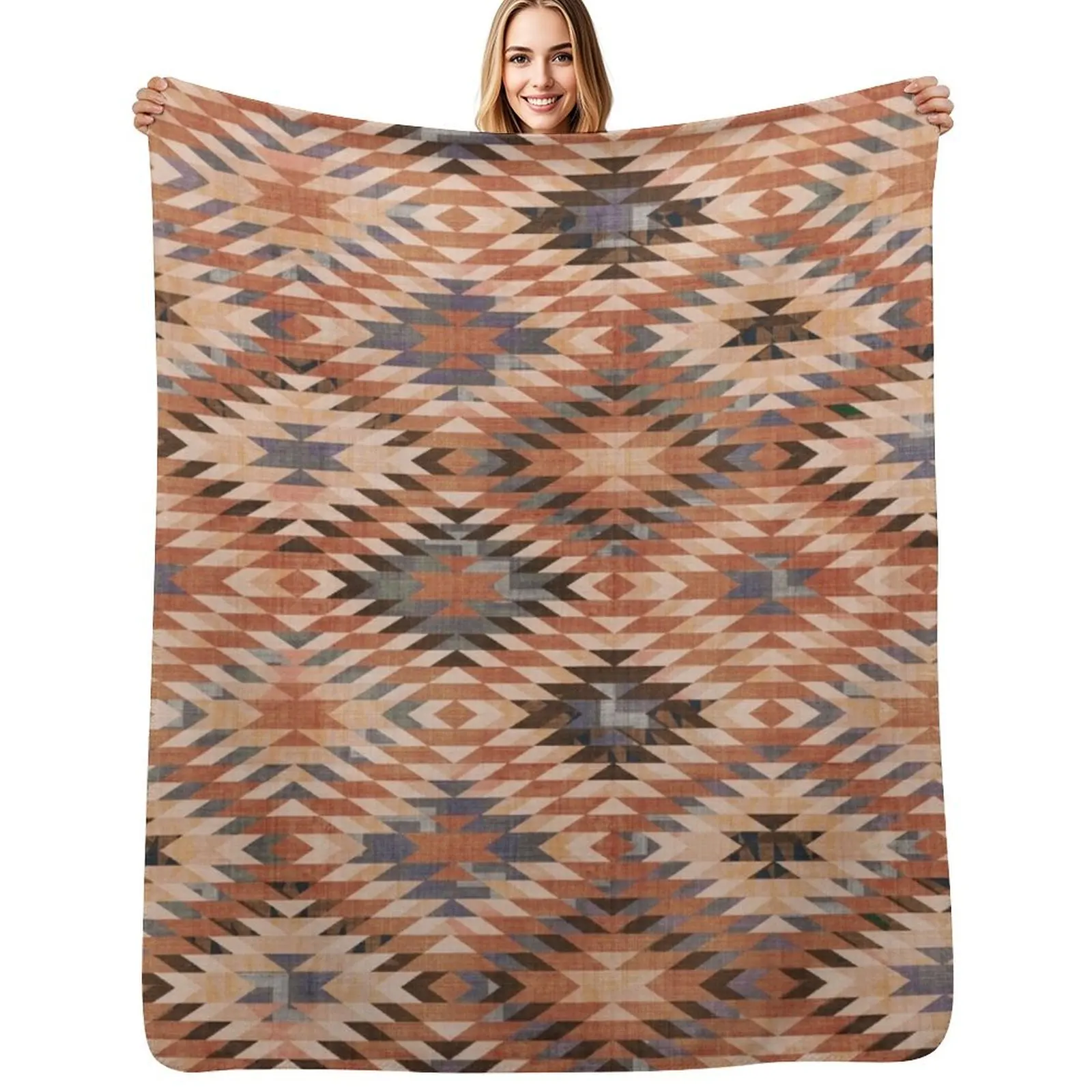 Southwestern Arizona Tribal Distressed Rug Throw Blanket Beautifuls Camping Vintage Luxury Brand Personalized Gift Soft Blankets