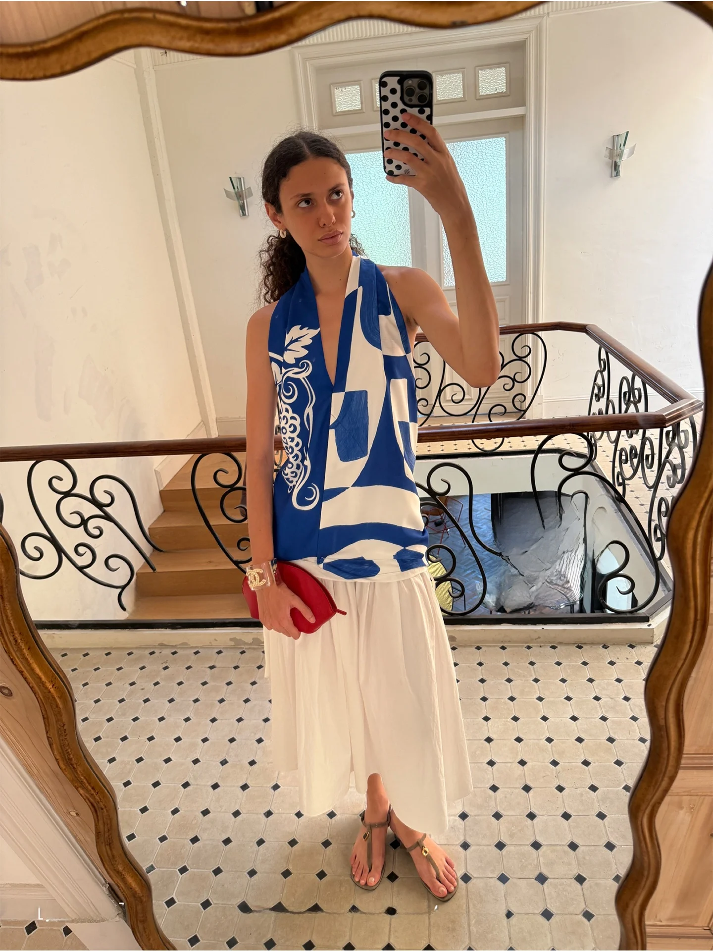 

Faionable Abstract Print Asymmetrical Scarf Neline Vest for Women Commute Sle Polyester Fiber Loose Fit Regular Length