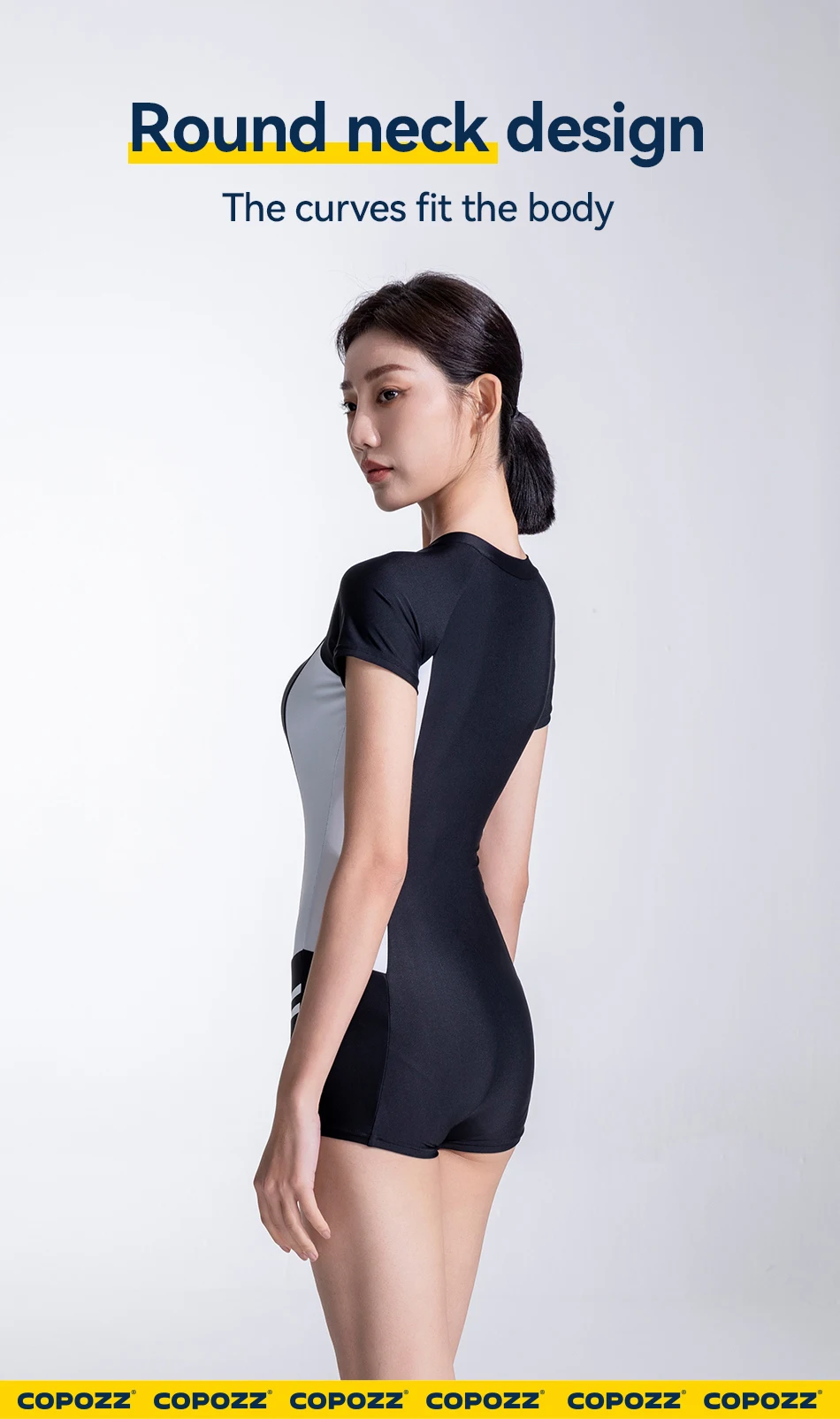 COPOZZ Damen-Badeanzug, Anti-UV, einteilige Badebekleidung, UPF 50+, Tauchanzug, dünner Rashguard, Reißverschluss, Schnorcheln, Schwimmen, Surfanzug – Detail 11