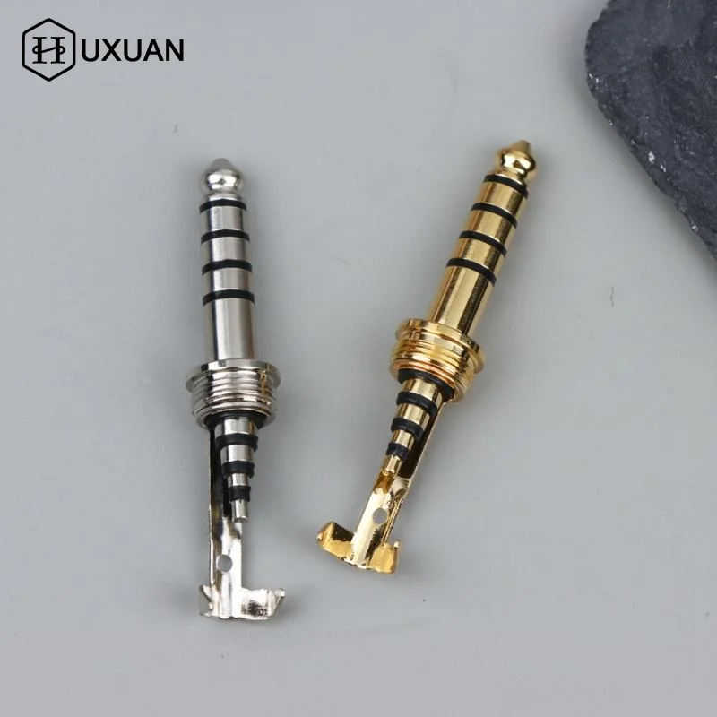 4.4mm 5Pole Balanced Audio Jack Copper Rhodium Plated HIFI Plug With Thread Clip Cable Connector Repair Parts