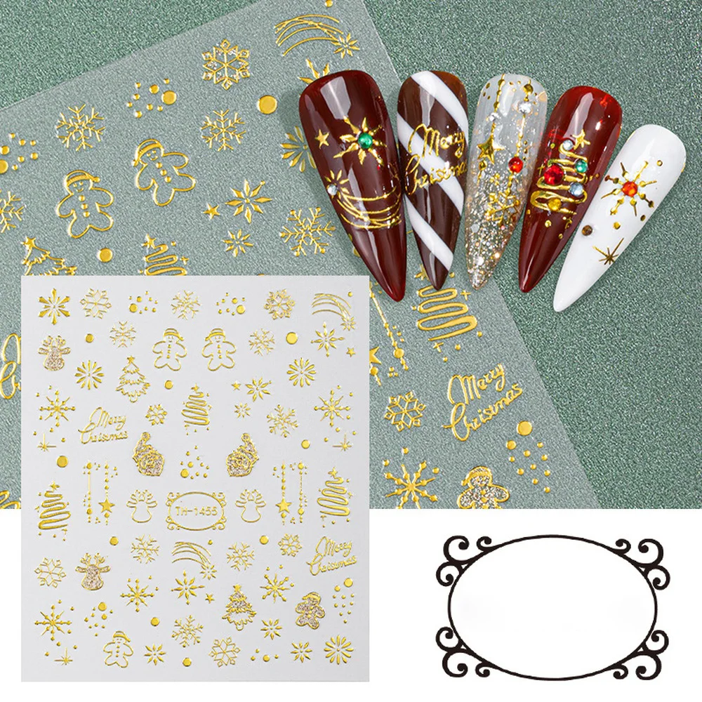 Nuovi adesivi natalizi per nail art fai da te 3D abbronzanti glitter albero di Natale cervo fiocco di neve vendita calda INS decalcomanie per nail art