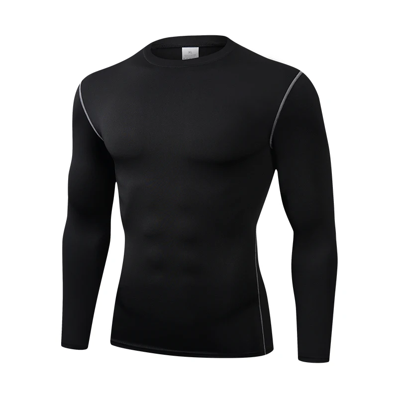 2024 Men\'s Long Sleeved Sports T-Shirt With High Elasticity And Quick Drying Solid Color Long Sleeves