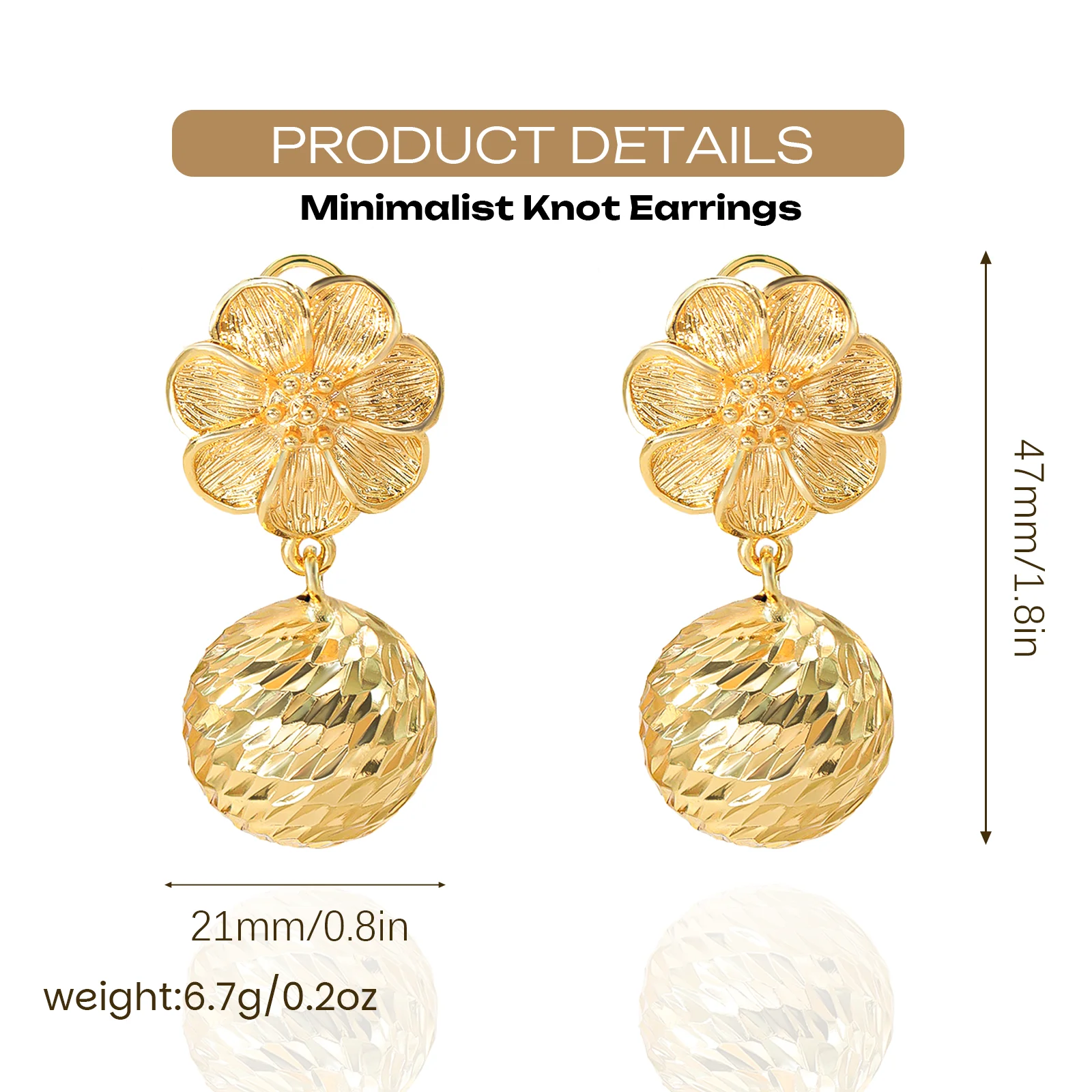 YTJX  2025 New Gold Color Round Drop For Women Elegant Flower Earring Fashion Simple Party Jewelry Accessories  Christmas