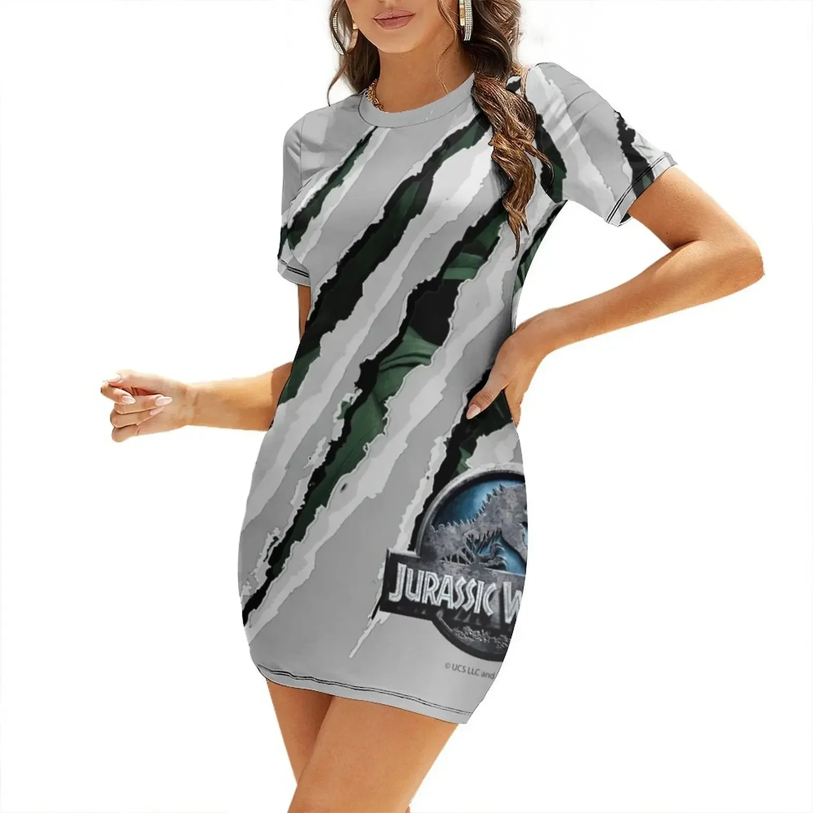 

Jurassic World - Slashing Claw Short-Sleeved Dress summer clothes luxury woman party dress