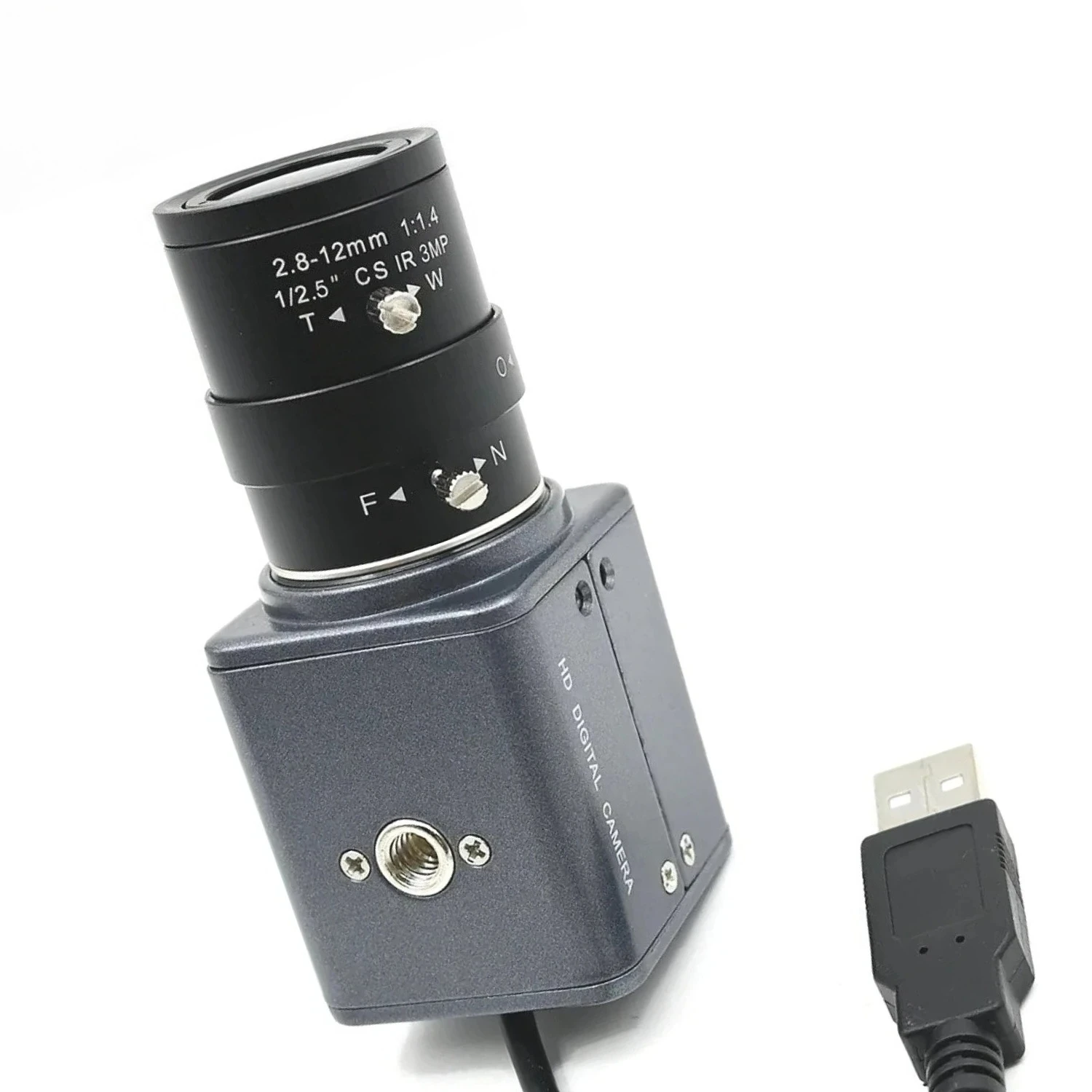 Câmera USB com obturador global 180fps VGA, imagem monocromática, com lente CS com zoom manual de 5-50mm/2.8-12mm, sem drive, Win/Linux/Android/RPi