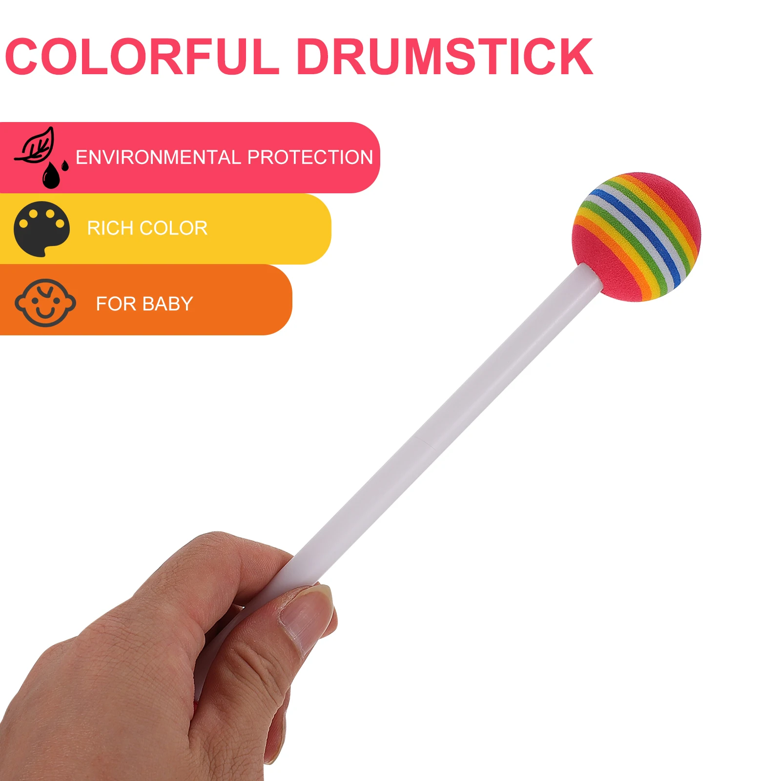 

4 pcs Rainbow Drumsticks Colorful Drumstick for Kids Students Rhythm Practice Performance Plastic Percussion Accessory Beginners