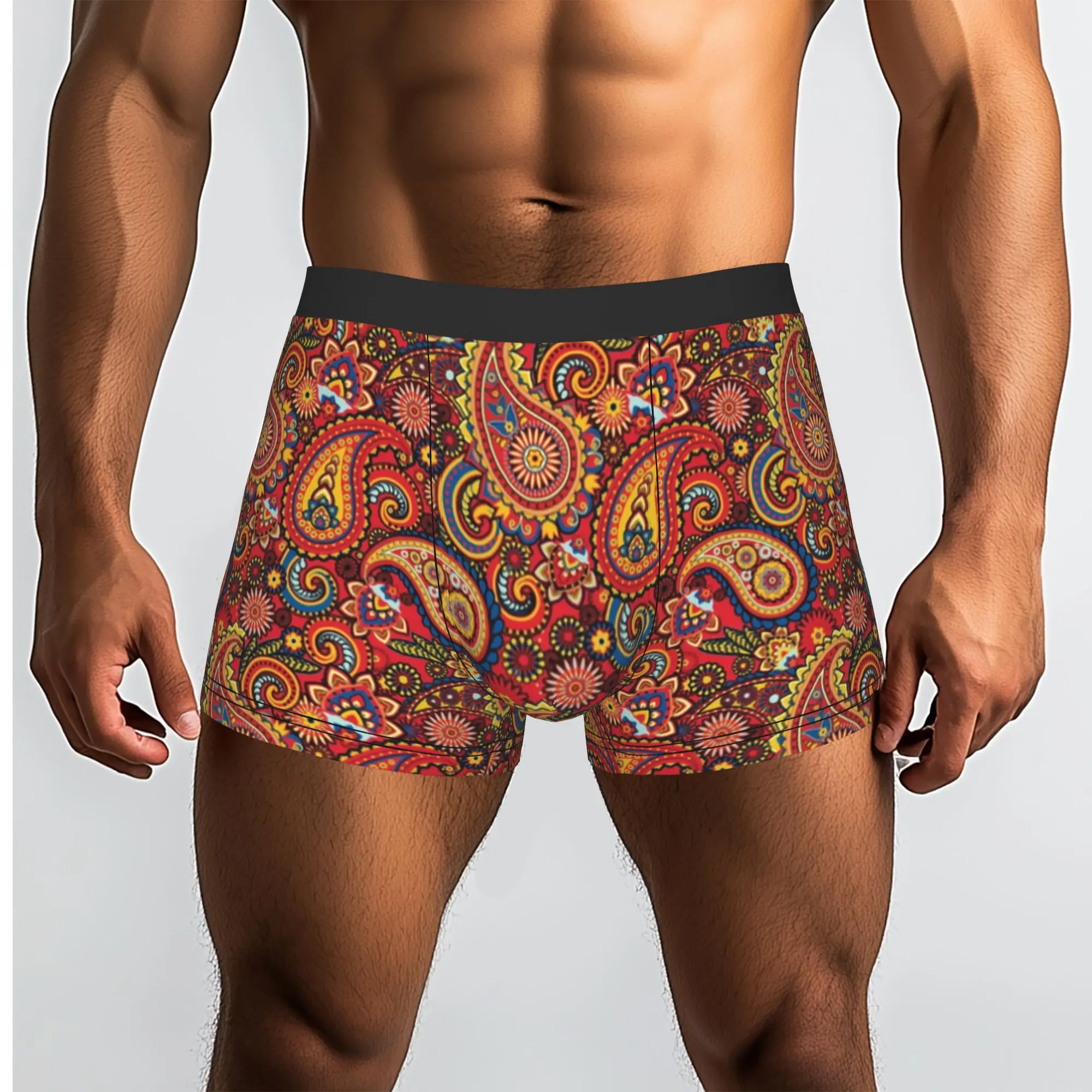 Custom Classic Paisley Bandana Style Underwear Men Stretch  Boxer Briefs Shorts Panties Soft Underpants For Male