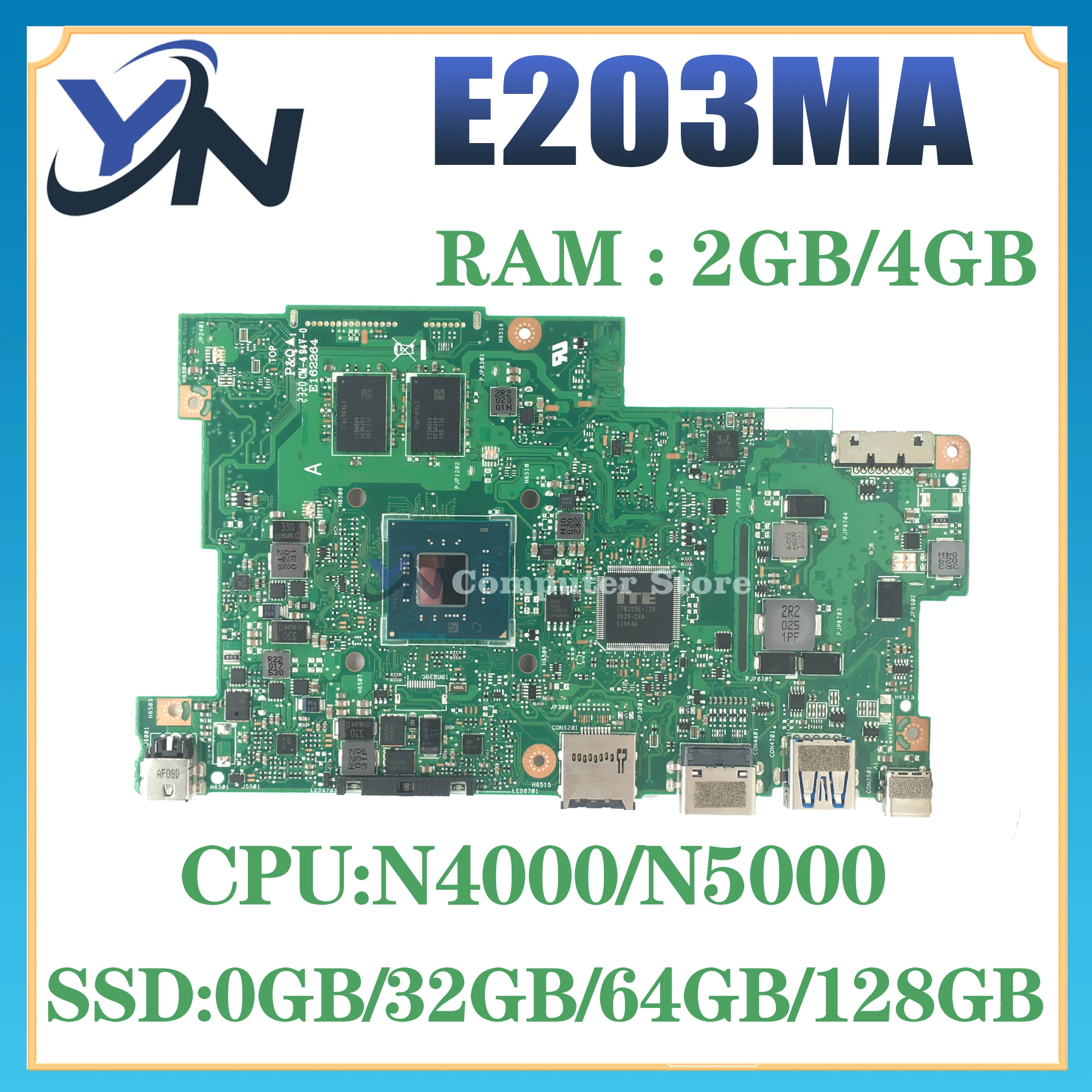 Mainboard E203MA E203MAH E203MAR E203MAS L203MAH W203MAH R203MA R203MAH Laptop Motherboard N4000 2G/4G-RAM SSD-32G/64G/128G