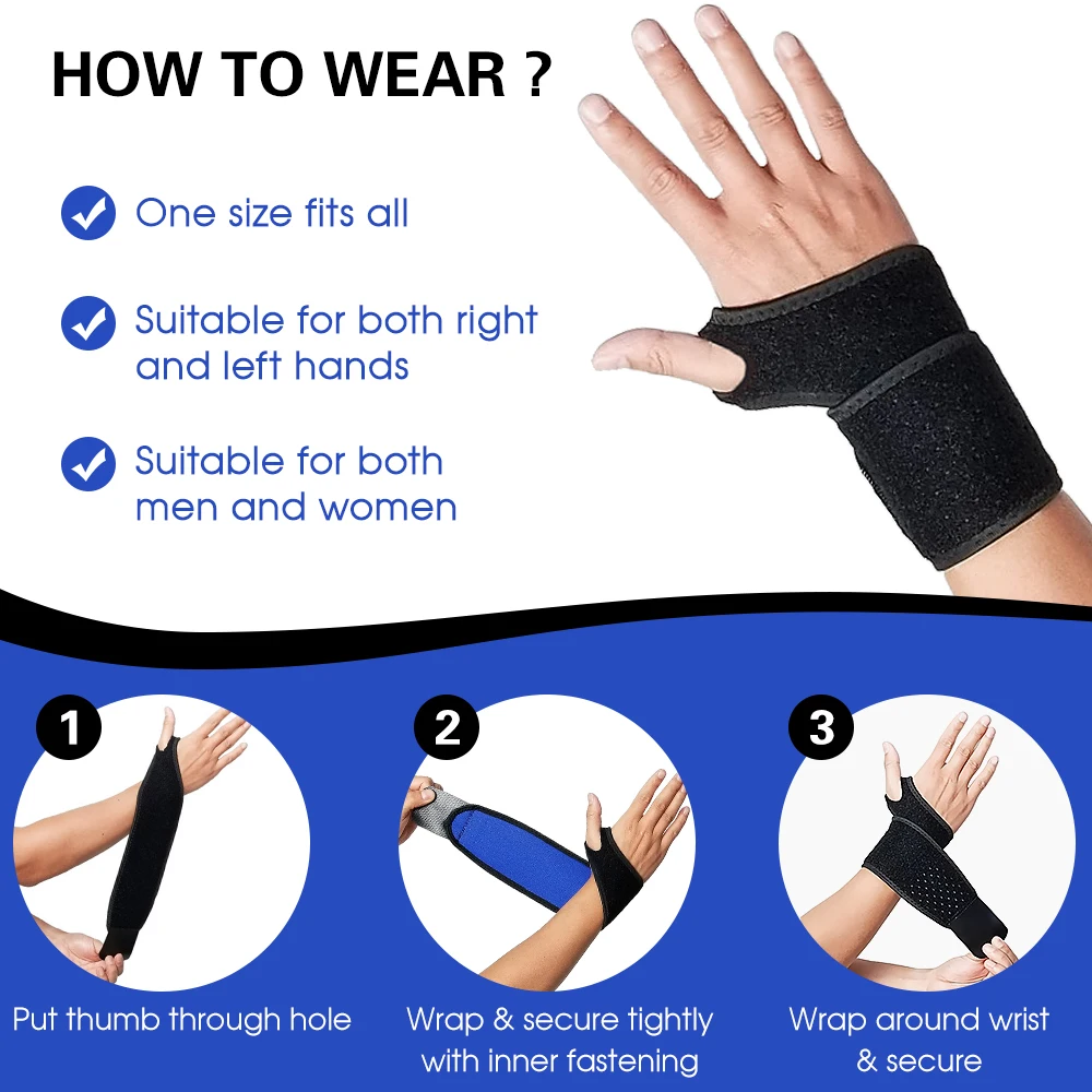 Wrist Support Brace Wrist Stabilizer Adjustable Wrist Bandages Protector Left and Right Hand Wrist Wraps for Pain Relief