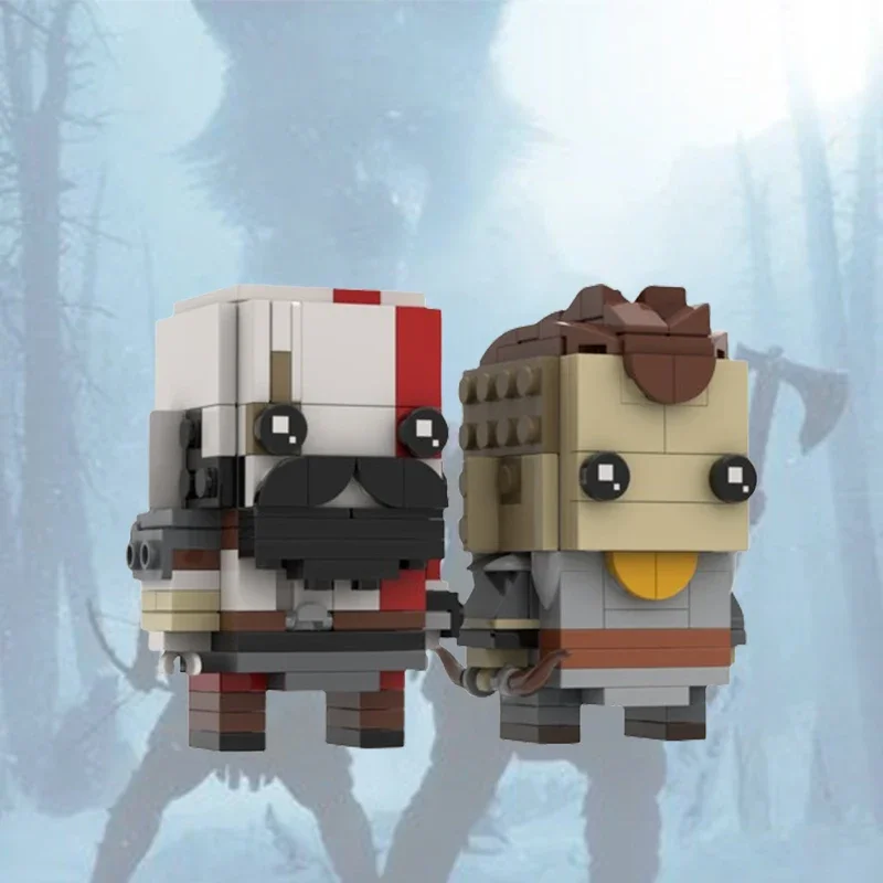 MOC-75471 Space Wars Figure Adventure God of Wared Kratos and Atreus Brickheadz Building Blocks Set DIY Kids Puzzle Toys Gift