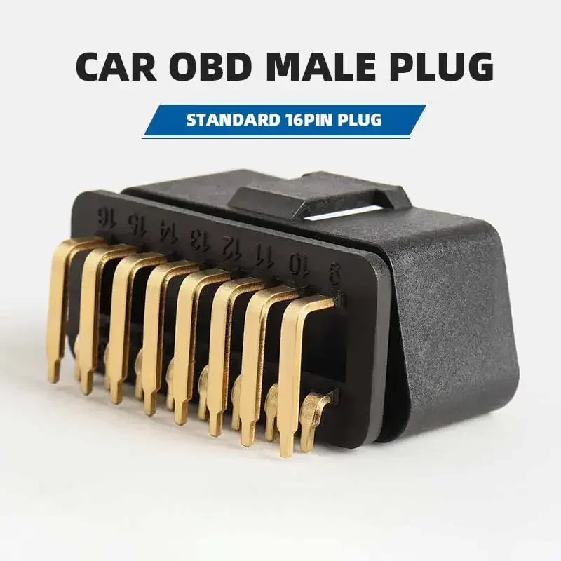 24V Automotive OBD2 Male 16pin Connector Head Gold-plated 12V 90 ° Bent Pin Female OBD Plug Housing J1962M for Trucks and Cars