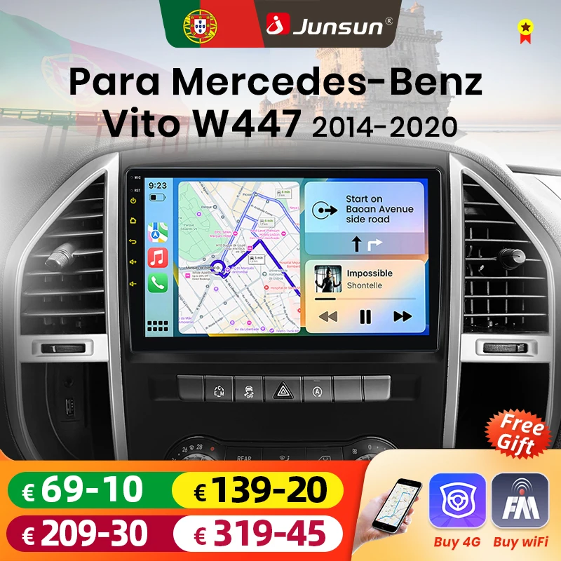Autoradio Junsun 8 Core con Carplay e Android Auto per Mercedes Benz Vito 3 W447 2014-2020, GPS, DSP, Schermo Touch, Multimedia