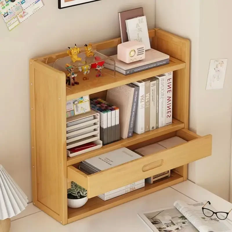 Bookshelf Simple Desktop Bookcases Small Floor To Floor Storage Rack Office Desk Multi-layer Storage Solid Healthy Bamboo Racks