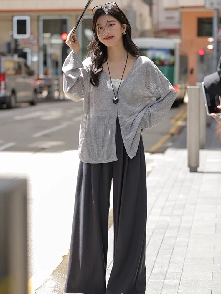 Women's Lightweight V-Neck Long Sleeve Cardigan Top, Sun Protection Spring Summer Autumn Jacket for Casual Daily Outwear