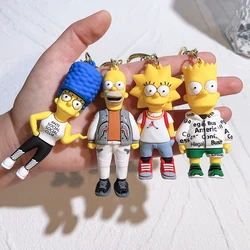 Disney Cartoon The Simpsons Figure Keychain for Women Men Kids Fans Backpack Bag Car Accessories Gifts