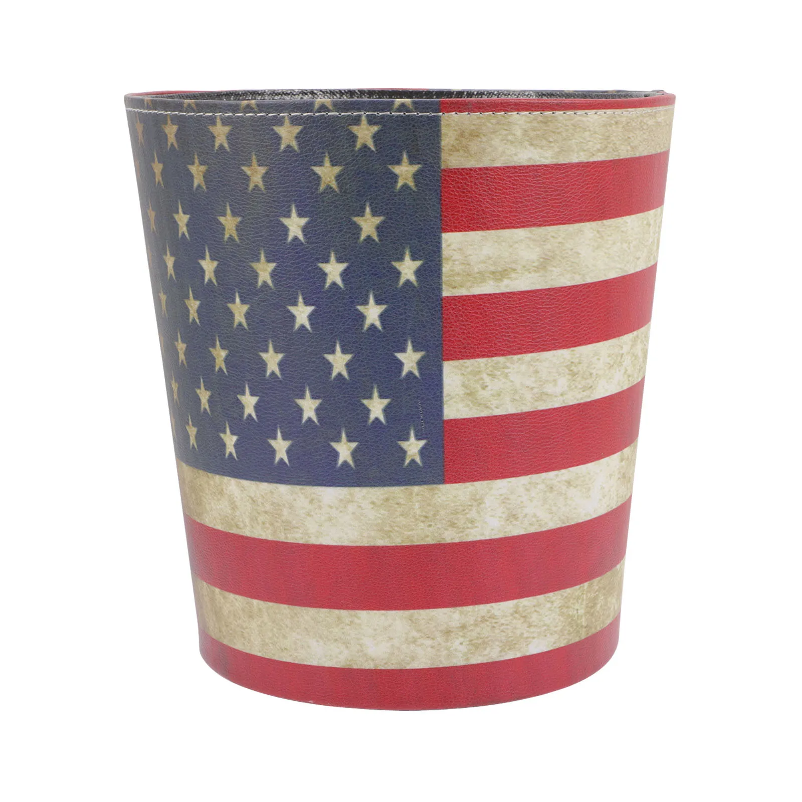 

Retro Trash Can Garbage Wastebasket European Style Bucket PU Container Waste Holder Home Office Solution