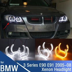 For BMW 3 Series E90 E91 2005-08 Xenon headlights Retrofit DTM M4 Style LED Crystal Angel Eyes rings Kit