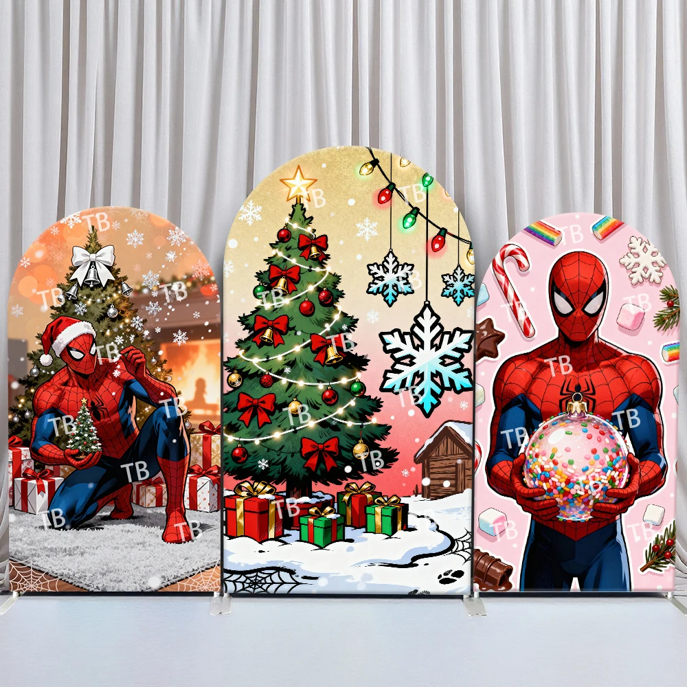 

Spider-Man Arch Backdrop Cover Christmas Decor Festive Comic Style Birthday & Baby Shower Party Photo Booth Decor Props