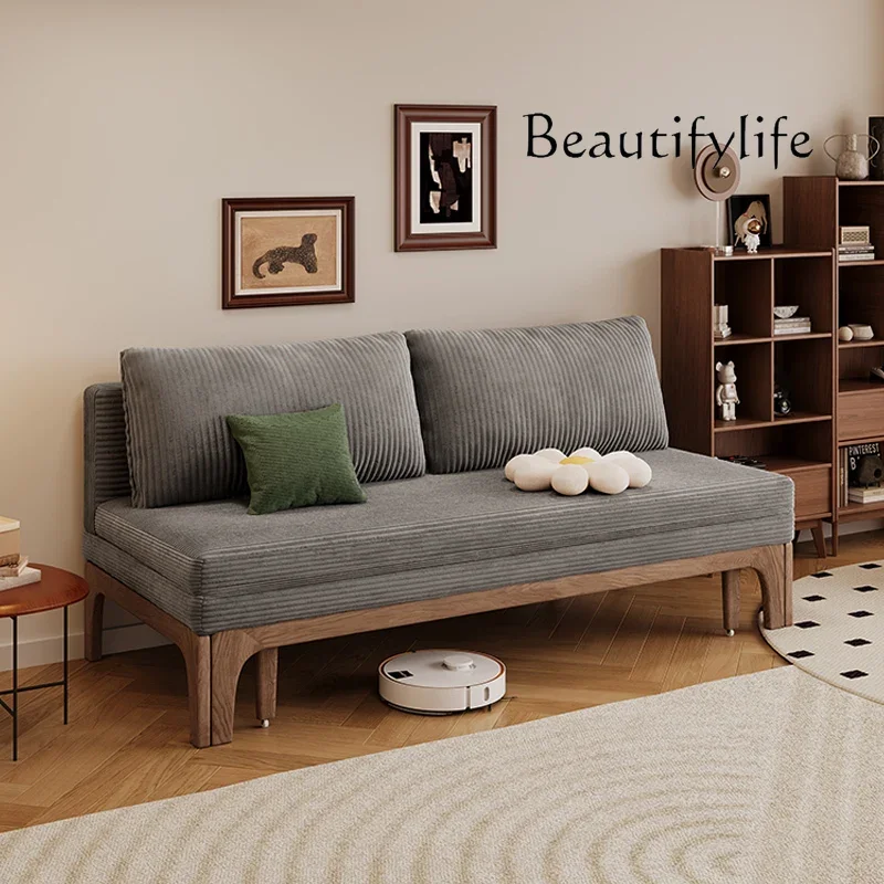

Ash wood three-support solid wood foldable sofa bed bedroom living room sitting and lying dual-purpose sofa pull-out bed