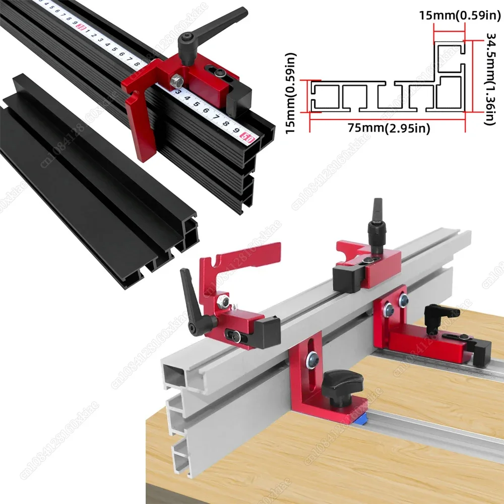 알루미늄 멀티 T-트랙 울타리 목공 마이터 트랙 울타리, DIY T 슬롯 밴드 톱 지그 마이터 트랙 슬라이딩 브래킷 마이터 게이지 백커