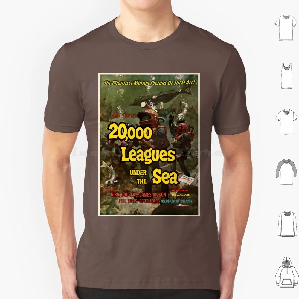 20 , 000 Leagues Under The Sea ( 1954 ) : Vintage Movie Poster T Shirt Big Size 100% Cotton Movie Vintage Design Adventure Film