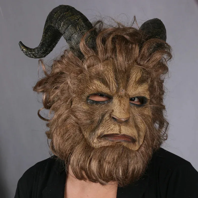 2017 حار فيلم الجمال والوحش آدم الأمير قناع تأثيري الرعب قناع اللاتكس الأسد خوذة حفلة الهالوين #1