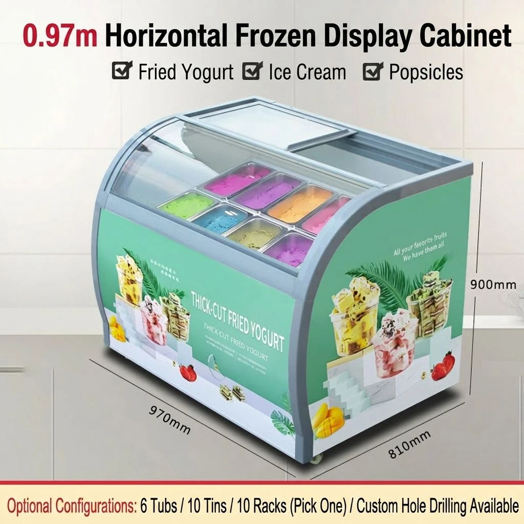 YINZHENG Single-Temperature Open-Door LED Pastry Cooler Showcase Double Door Ice Cream Display Freezer Cabinet Glass Chiller