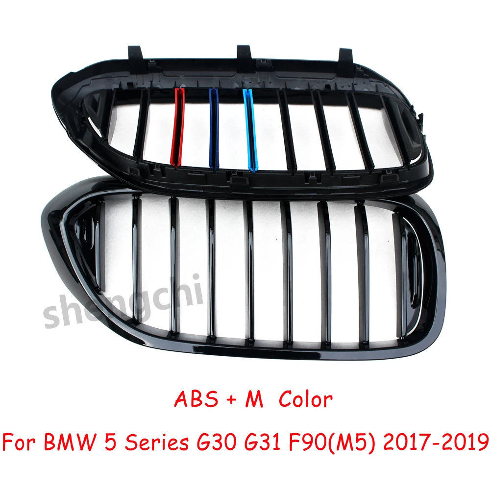 M5 F90 G30 Pre-LCI ABS Gloss M Color Front Bumper Grilles For BMW 5 Series G30 G31 520i 530i 540i M550i Racing Grills 2017-2019