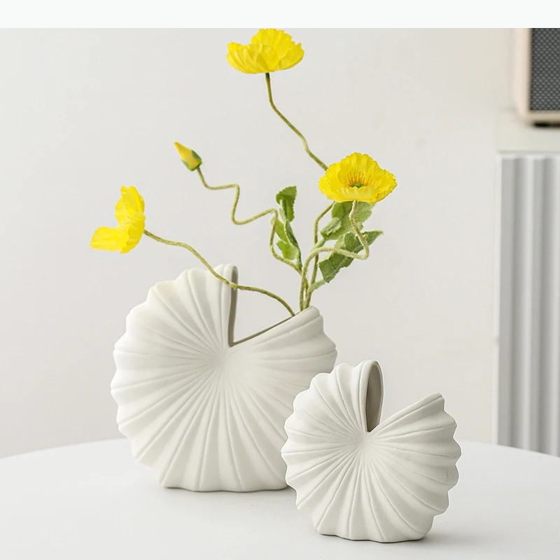 Ceramic Vase Shape Semicircle Nautilus Snail Ceramic Handicraft Ornaments Flower Arrangement Home Decoration Accessories