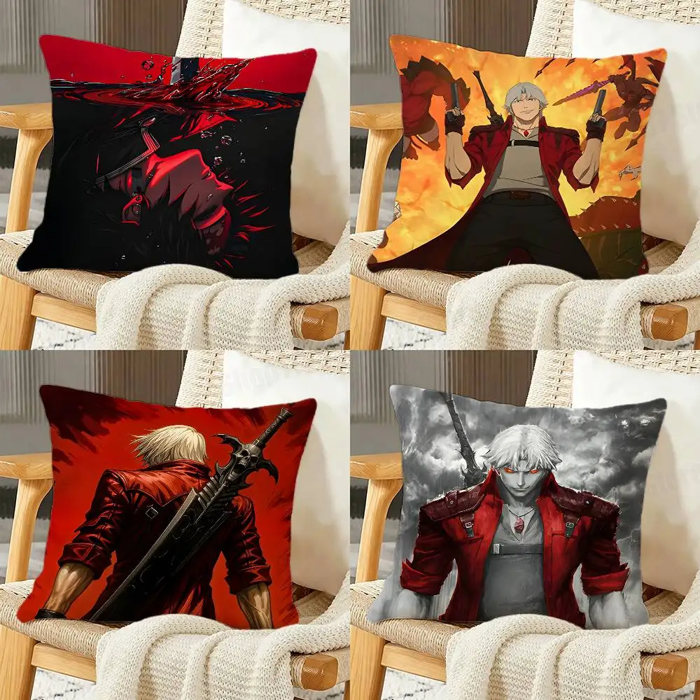 

D-Devil May Cry Dante Cartoon Printing Pillowcase Customized Pillow Cover for Sofa Home Decor