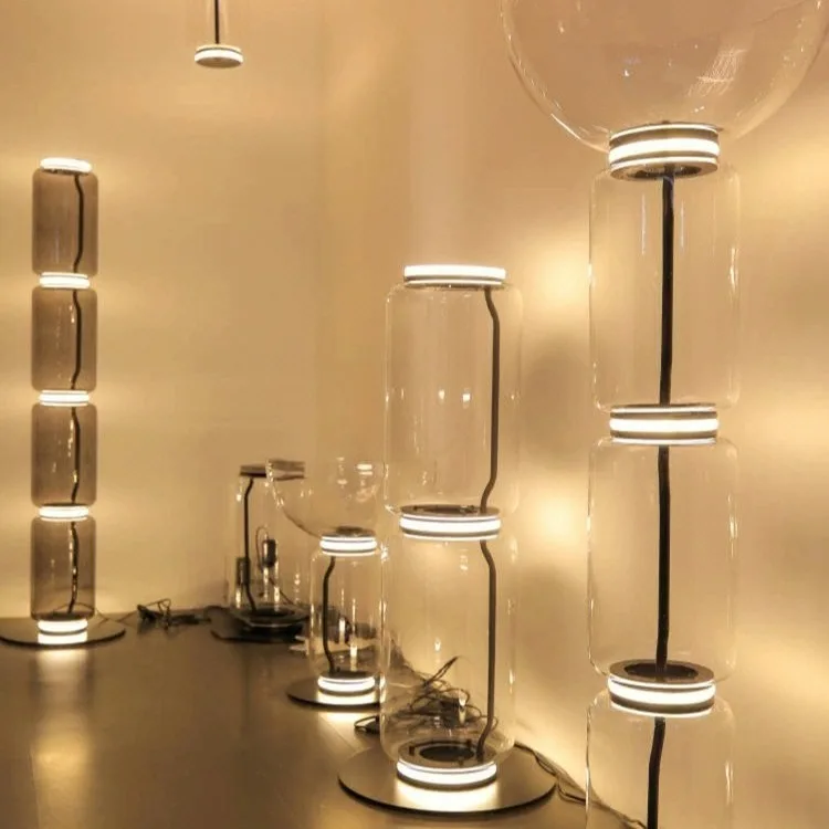 Designer, arte, soggiorno, camera da letto, luce trasparente, vetro, verticale, lampada da terra