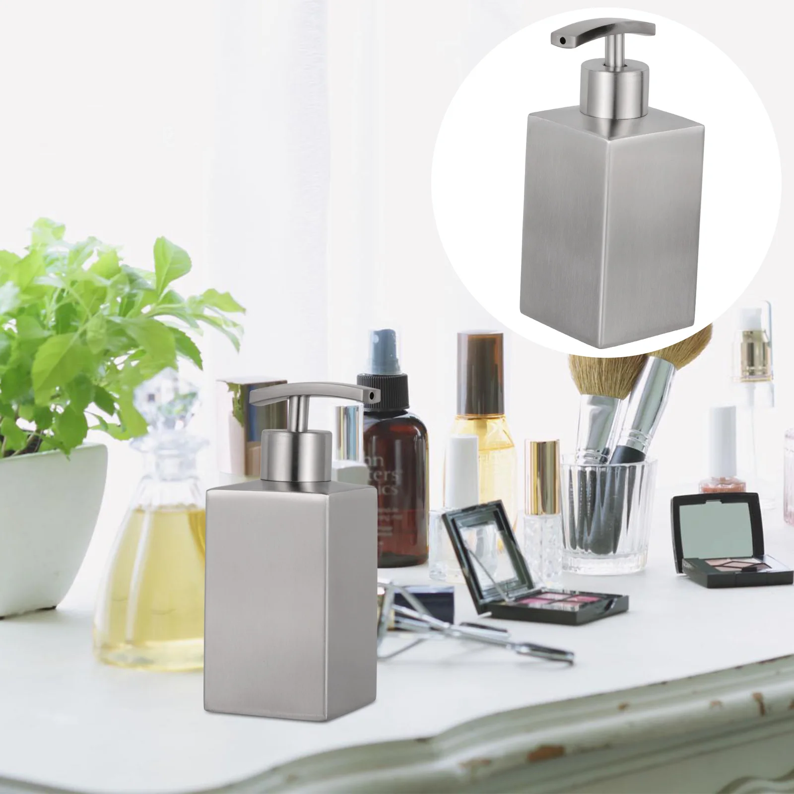

358Ml Stainless Steel Soap Dispenser Refillable Corrosion Resistant Large Mouth Easy Clean Countertop Liquid Shampoo Lotion