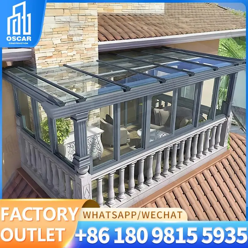 

100% Waterproof Aluminium Profile Intelligent Drainage System for Garden House Glass Room with Herringbone Roof sunroom