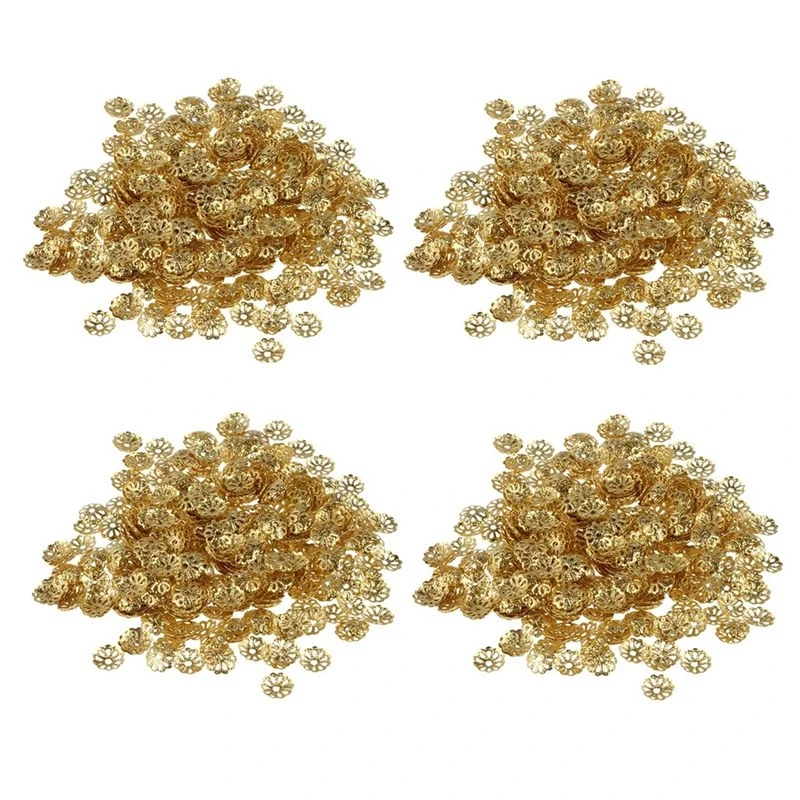 2000Pcs 6Mm Gold Tone Flower Bead Caps For Jewelry Making