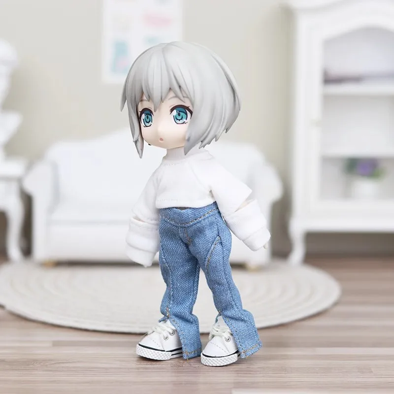 

1/12 12 Points Doll Clothes Fashion Jeans Bell-bottoms Pants Model Accessories Fit Bjd Body In Stock